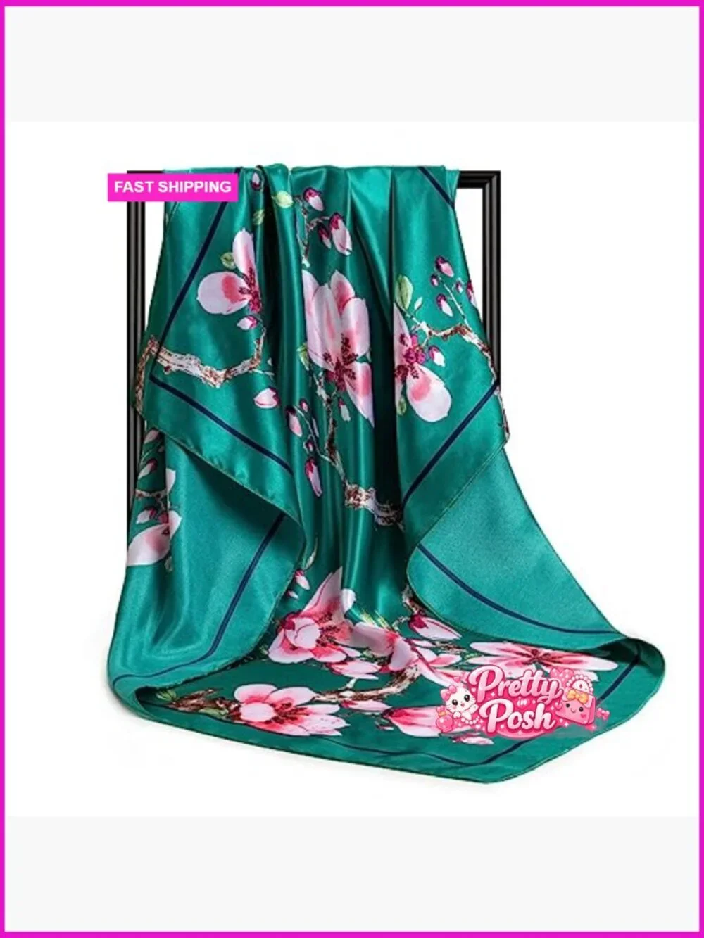 Large Square Satin Head Scarf - 4Pcs Polyester Silk Feeling Fabric
